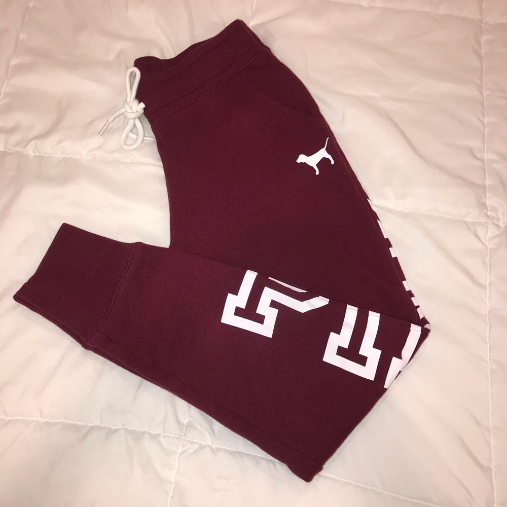 Maroon slim joggers by PINK